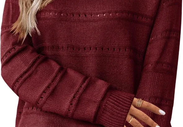HOTOUCH Jumpers for Women UK Long Sleeve Autumn Winter Sweater Soft Hollow Out Pullover Top Long Off the Shoulder Knitted Jumper