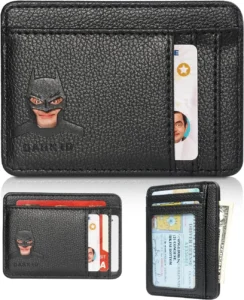 Artvibe Dark ID Leather Bat Wallet for Men - Superhero Face Eyes Cutout Card Holder for Men - Fathers Day, Birthday, Anniversary