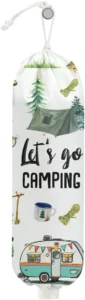 Camping Plastic Bag Holder, Tent Rv Bonfire Wall Mount Trash Bag Holder | Large Reusable Grocery Bags Organizer Storage Dispenser for Camp Kitchen Pantry, Camping Gifts for Women Men Camper