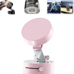 Oudvaker Foldable Magnetic Vacuum Phone Holder, 360 Electric Suction Car Mount, Double-Sided Swivel Stand for Car, Mirror, Gym, Kitchen, Hands-Free Portable Phone Holder (Pink)