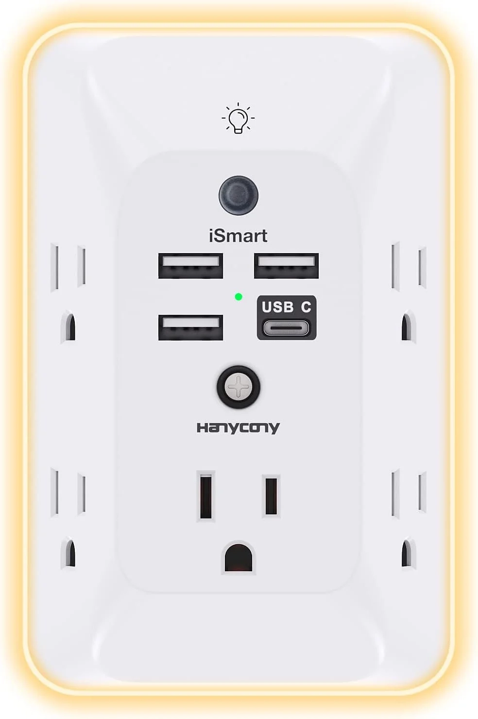 Outlet Extender with Night Light, Multi Plug Wall Outlet, Surge Protector | Multiple Electrical Outlet Splitter Expander, 4 USB Ports (1 USB C) Wall Charger, Plug Extension Adapter for Home, Dorm, RV