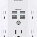One Beat Surge Protector Wall Outlet Extender, 5 Outlets & 4 USB Ports (2 USB-C), 1680J, 3-Sided Multi Plug Outlet Adapter, Outlet Splitter, Wall Mount, ETL Listed for Home Office Travel