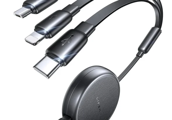 LISEN Multi Charging Cable, 3 in 1 Retractable Charging Cable, Retractable Car Charger with Type C/L/Micro USB Ports for iPhone 17 16 15 14 Pro/Samsung Galaxy S25/Kindle, Car Accessories for Women