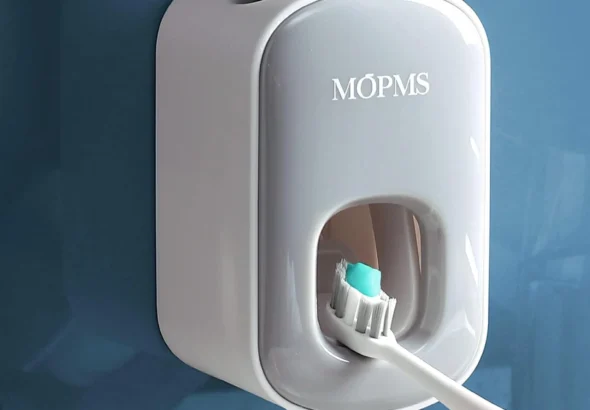 MOPMS Toothpaste Dispenser Wall Mounted for Bathroom Automatic Toothpaste Squeezer for Kids and Adult (Grey-1Pcs)