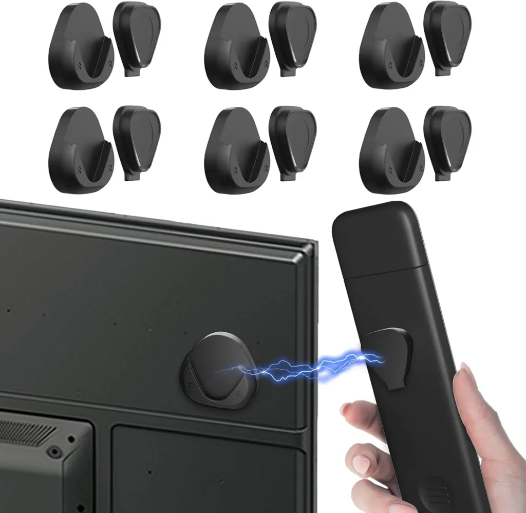 Magnetic Remote Control Holder Wall Mount, [Upgraded with Adhesion Promoter] TV Remote Holder Organizer for Bed Headboard & Nightstand, No Drill Sticky Remote Caddy for Roku (Black, 6 Pack)