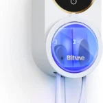 Bitvae Upgraded Tooth Brush Holder for Bathroom 2.0, Infrared Sensing Toothbrush Cleaner, Wall-Mounted for Most Size Toothbrushes, Air Drying, LED Smart Screen, White Gold Trim