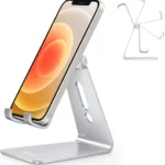 OMOTON Phone Holder, Multi-Angle Adjustable Desk Phone Holder, Aluminum Cell Phone Holder Compatible with iPhone 13 Pro/13/12 Pro Max/12/11 Pro/XR, Samsung S20/S10/S9, Silver