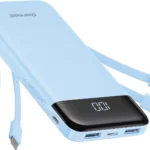 charmast Portable Charger with Reinforced Built-in 4 Cables,10000mAh Power Bank Travel Essentials 6 Outputs 3 Inputs 3A Fast Charging Compatible with iPhone iPad Samsung Google Pixel LG Moto