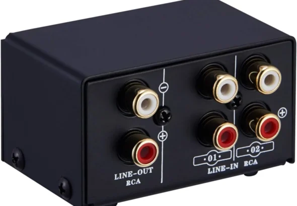 RCA Audio Switch 2 in 1 Out / 1 in 2 Out Stereo Switcher Box | Switch between TVs, computers and speakers with this RCA Audio Switch. Clear stereo sound, no cable swapping or power needed.