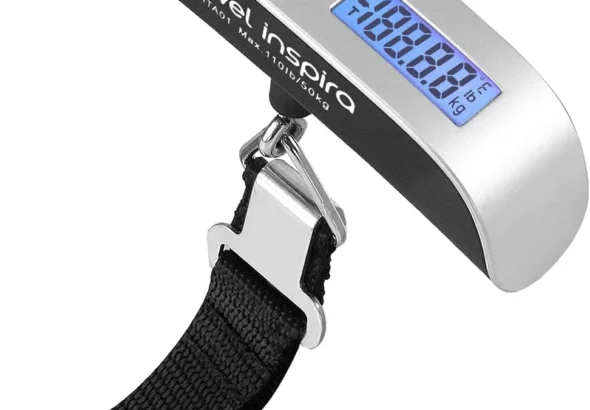 travel inspira Luggage Scale, Portable Digital Hanging Baggage Scale for Travel, Suitcase Weight Scale with Rubber Paint, 110 Pounds, Battery Included