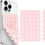 Yojaro Silicone Suction Cup Phone Case Mount Double Sided, Phone Accessories Hands-Free Strong Grip Holder for Selfies and Videos, Silicon Phone Stand for iPhone and Android Light Pink