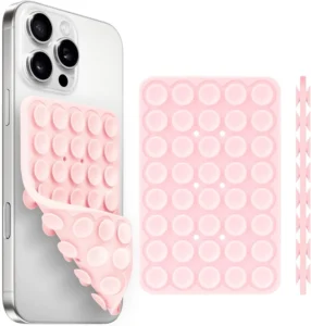 Yojaro Silicone Suction Cup Phone Case Mount Double Sided, Phone Accessories Hands-Free Strong Grip Holder for Selfies and Videos, Silicon Phone Stand for iPhone and Android Light Pink