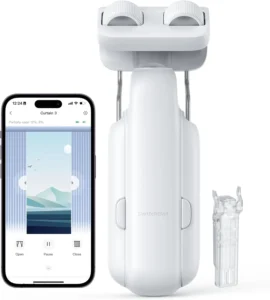 SwitchBot Automatic Curtain Opener - Bluetooth Remote Control Smart Curtain with App/Timer, Upgraded High-Performance Motor, Add Hub to Work with Alexa, Google Home, HomeKit