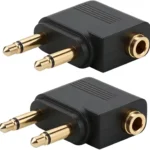 EZYUMM 2-Pack Airplane Headphone Adapter, Dual 3.5mm Male to 3.5mm Female Gold Plated Flight Audio Converter for Airline Entertainment Systems