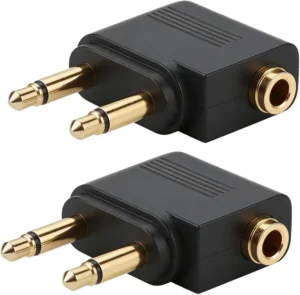 EZYUMM 2-Pack Airplane Headphone Adapter, Dual 3.5mm Male to 3.5mm Female Gold Plated Flight Audio Converter for Airline Entertainment Systems