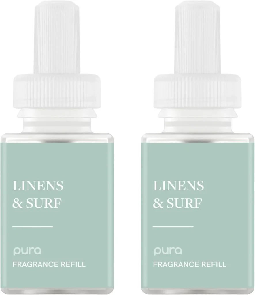 Pura Smart Home Scent Refill - Long-Lasting Premium Fragrance per Refill - Clean Diffuser Fragrance for Home, Office & Apartment - 2 Pack, Linens & Surf