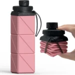 BEAUTAIL Collapsible Water Bottles 21 oz, Silicone Portable Water Bottle | BPA Free, Leakproof & Reusable, Foldable Water Bottle for Travel, Hiking, Camping, Cycling, School, Gym, 1-Pack, Pink