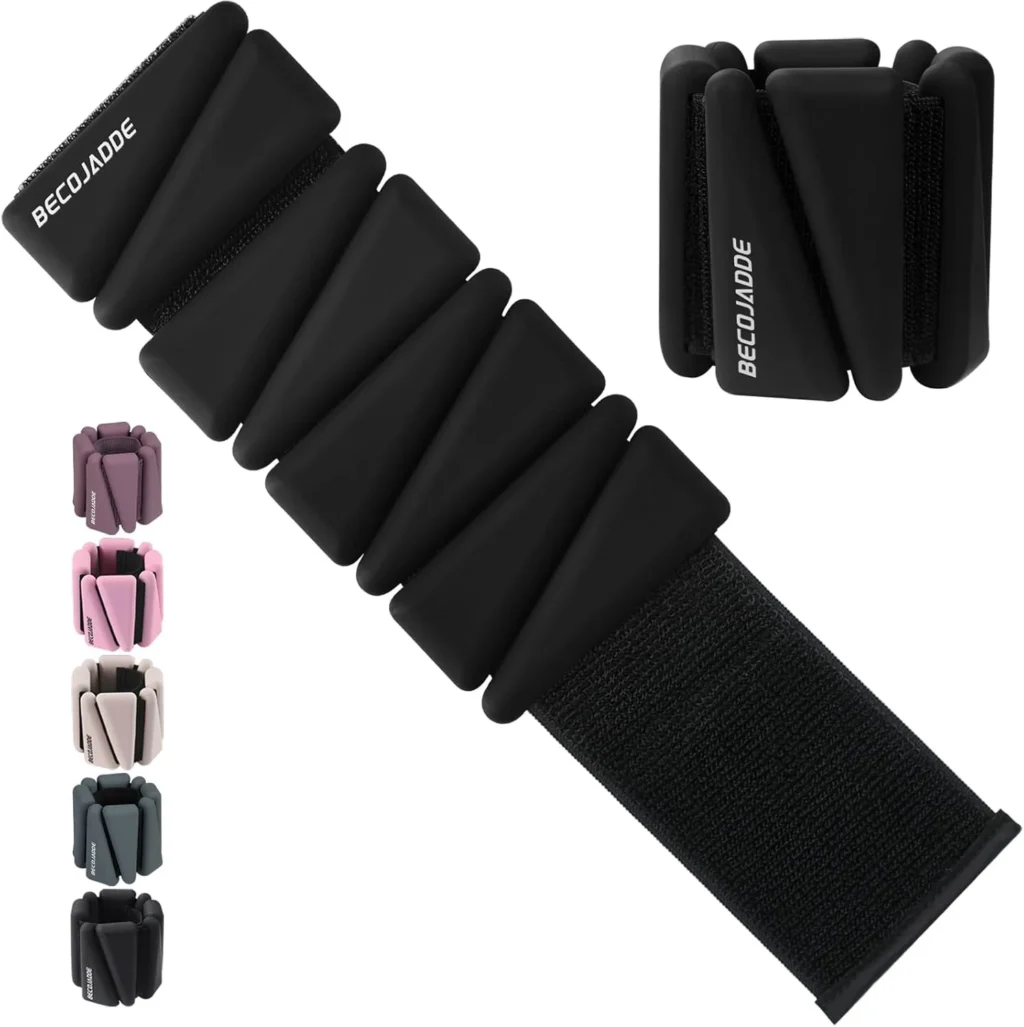 BECOJADDE Ankle Weights Set of 2 (1 lb/2 lb/3 lb Each) Adjustable Wrist Weights for Women Men Wearable Arm Leg Weight for Pilates, Running, Walking, Workout, Yoga