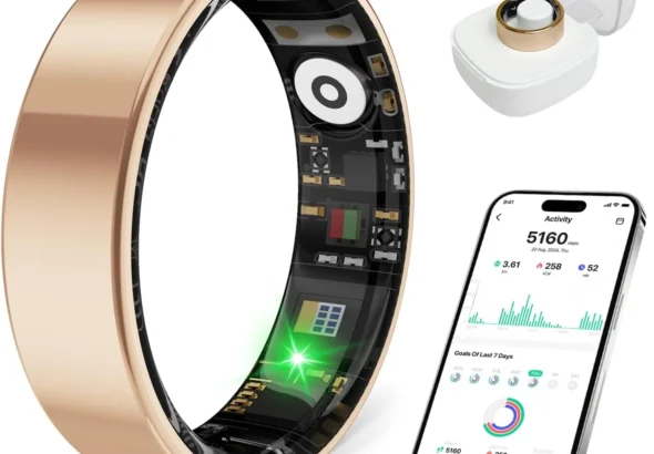 Smart Health Ring Fitness Tracker with Stress & Sleep Monitoring, Waterproof Activity Tracker, Compatible with iOS & Android, No Subscription Fee, Lightweight Wearable for Women & Men (Rose Gold, 11)