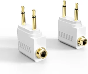 MEE Audio Airplane Headphone Adapter for in-Flight Entertainment Systems - Dual 3.5mm Male to 3.5mm Female - Works with Headphones, Headsets, and Bluetooth Adapters (2 Pack), White