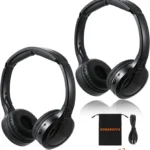 KOBANOICA Infrared Headphones for Car DVD, Universal 2 Channel Wireless On-Ear Car Headphones (2 Pack)