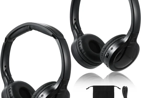 KOBANOICA Infrared Headphones for Car DVD, Universal 2 Channel Wireless On-Ear Car Headphones (2 Pack)
