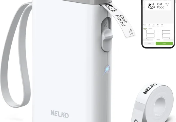 Nelko Label Maker Machine with Tape, P21 Bluetooth Label Printer, Wireless Mini Label Makers with Multiple Templates for School Office Home, White
