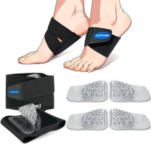 JL-Group Adjustable Arch Support Inserts with Replaceable Arch Pads | 2 Pairs 0.47 inch Arch Pads, 1 Arch Band, Wearable, Non-Slip, Plantar Fasciitis, Flat Feet, Fallen Arch, High Arch