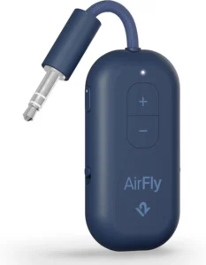 Twelve South AirFly Pro 2 Bluetooth 5.0 Transmitter/Receiver for TV to 2 Wireless Headphones  Wireless Adapter for AirPods, Car, Gym, Home, Use with Any 3.5 mm Audio Jack, Blue