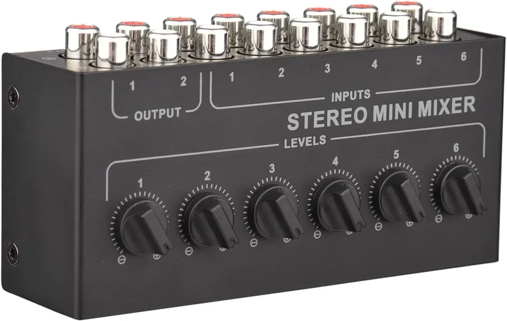 Mini Stereo 6 Channel Passive Mixer RCA Portable Audio Mixer 6 in 2 Out Stereo Distributor Volume Control No Battery Required


Mini Stereo 6 Channel Passive Mixer RCA Portable Audio Mixer 6 in 2 Out Stereo Distributor Volume Control No Battery Required