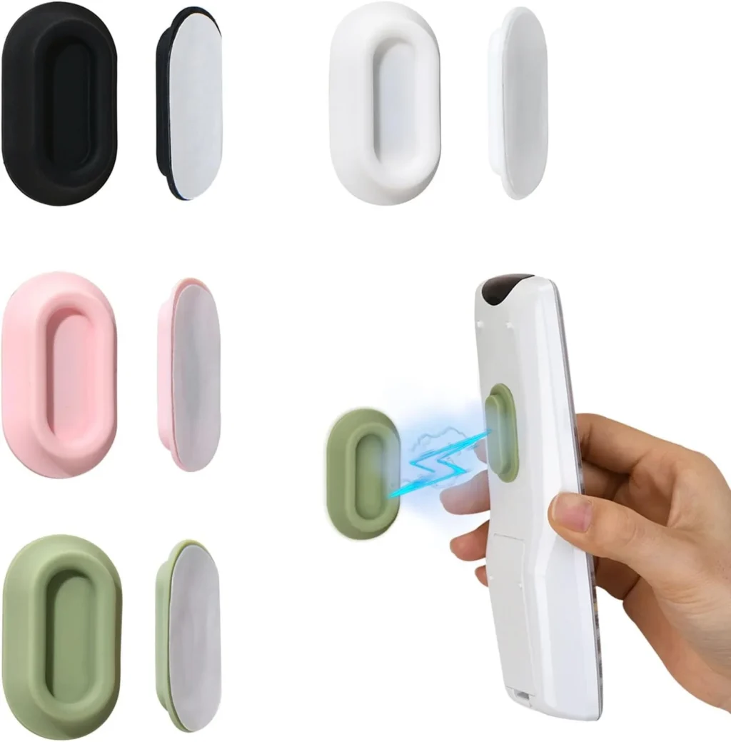 XYOFUN Magnetic Remote Control Holder Wall Mount - 4 Pcs No Drill Self-Adhesive Organizer for Air Conditioner & TV Remotes, Storage Caddy for Televisions Backside - Multicolor