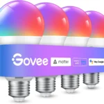 Govee Smart Light Bulbs, Color Changing Light Bulb, Work with Alexa and Google Assistant, 16 Million Colors RGBWW, WiFi & Bluetooth LED Light Bulbs, Music Sync, A19, 800 Lumens, 4 Pack