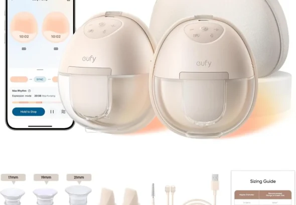 eufy Security Heated Wearable Breast Pump S1 Pro, Slim Hands-Free with Industry-Leading HeatFlow Tech, Wireless Charging Case, App-Controlled OptiRhythm, 300 mmHg Strong Suction, in-Bra Use