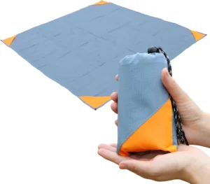 Orga'Neat Pocket Picnic Blanket, Sandproof Lightweight Pocket Camping Tarp, 55x 60 Foldable & Fits into Small Bag, Water Resistant Washable Quick Dry Compact Beach Mat for Outdoor Recreation