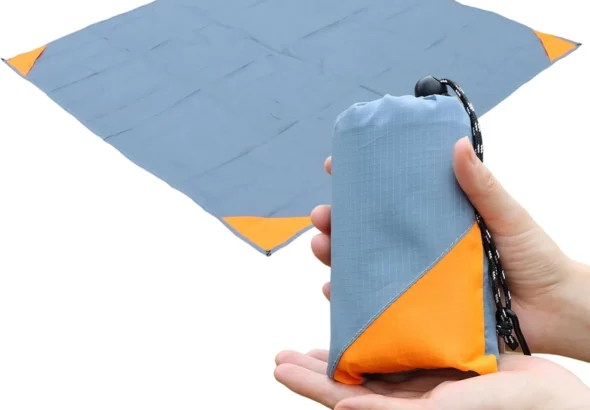 Orga'Neat Pocket Picnic Blanket, Sandproof Lightweight Pocket Camping Tarp, 55x 60 Foldable & Fits into Small Bag, Water Resistant Washable Quick Dry Compact Beach Mat for Outdoor Recreation