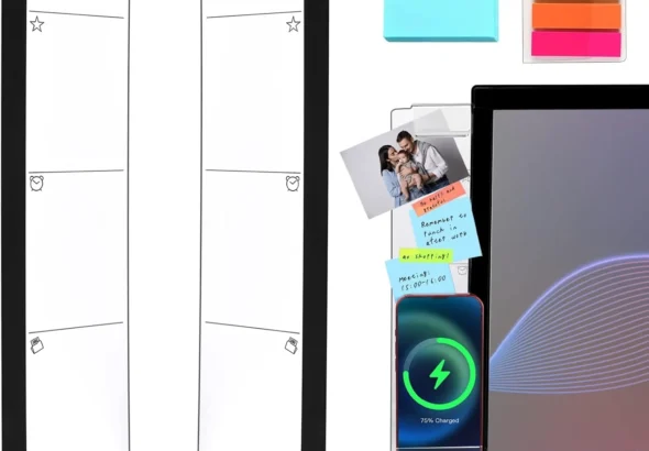 Monitor Memo Board, 2PCS Multifunction Sticky Note Holder for Computer Screen, Acrylic Computer Monitor Memo Board, Office Desk Accessories, Computer Sticky Note Holder with Sticky Notes