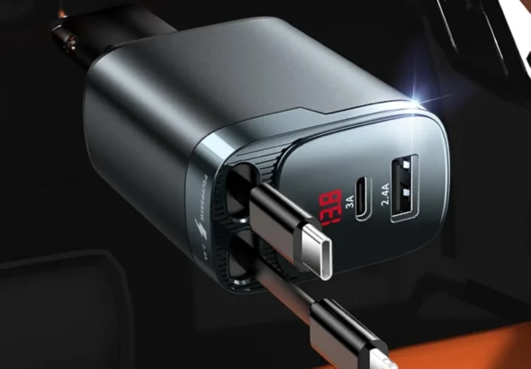 Retractable Car Charger, 4 in 1 Car Charger USB C Fast Charge, Cigarette Lighter USB Charger, Travel Essentials Car Accessories Gifts for Men Women for iPhone 17 16 15 14 13 12 Pro Max, Samsung