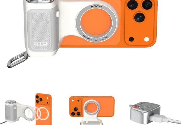COMITOK MOCA - iPhone Camera Grip - for Native Camera Control with Removable Remote & Built-in Keychain, Magnetic Phone Camera Grip No Need App Support iOS26/17/18, Fun Shot Magnetic Grip with 1/4 Nut