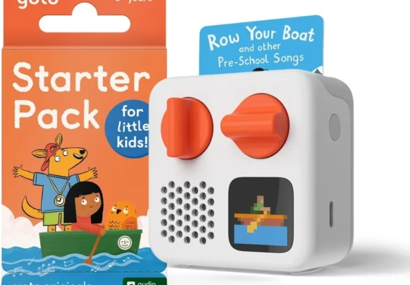 Yoto Mini (2024 Edition) + Starter Pack for Little Kids Bundle  Screen-Free Bluetooth Audio Player, All-in-1 Travel Device for Stories Music Podcasts Radio, Use as Speaker or with Headphones