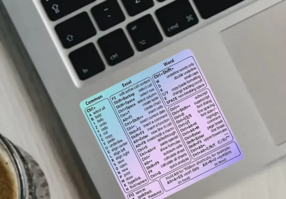 Windows Keyboard Shortcut Stickers with Purple Blue as Keyboard Guide, Excel and Word Function Shortcut, PC Office Cheat Sheet for Window, Mac, Vinyl, 1PC (Window PurplePink)