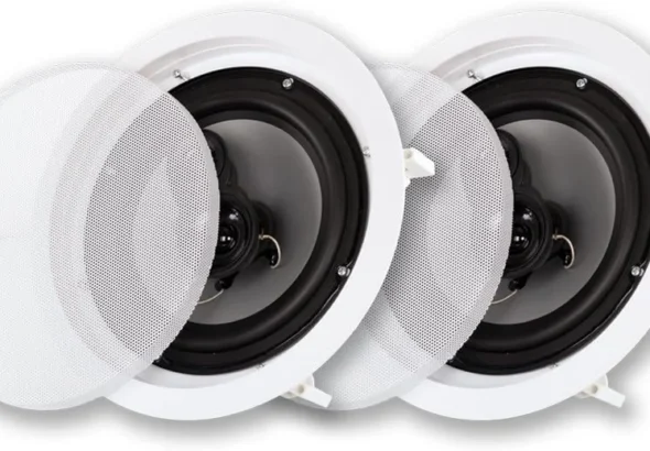 Acoustic Audio CSic83 in Ceiling 8" Speaker Pair 3 Way Home Theater Speakers