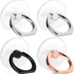 4 Pack Jsoerpay Cell Phone Ring Holder, Transparent Ring Holder 360Rotation Finger Ring Stand, Clear Cell Phone Kickstand Compatible with Most of Phones, Tablet and Case, (2Silver+1Black+1Rose Gold)