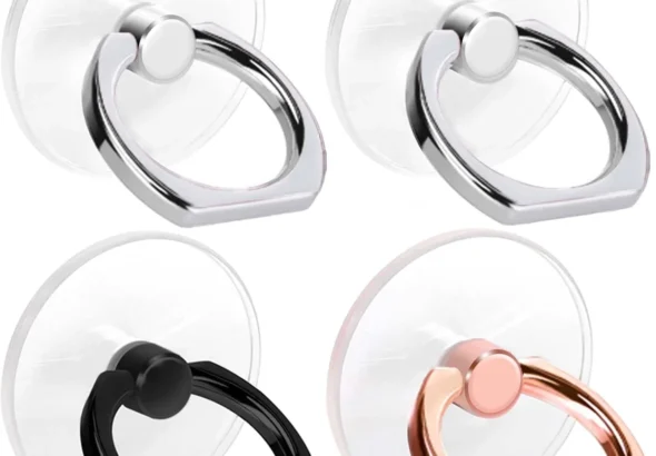 4 Pack Jsoerpay Cell Phone Ring Holder, Transparent Ring Holder 360Rotation Finger Ring Stand, Clear Cell Phone Kickstand Compatible with Most of Phones, Tablet and Case, (2Silver+1Black+1Rose Gold)