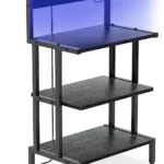 Aquzee Game Console Shelf, 4-Tier Video Gaming Consoles Stand with Outlet & RGB Light, Small Media Entertainment Center for Audio Stereo Storage Organizer Playroom Furniture, Stereo Stands and Racks