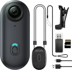 Meoilkolnm Mini Wearable Body Worn Action Camera, FHD 1080P, Thumb Size, Hands Free Recording with Premium Portable Camcorder Mount Anywhere for Security, Work, Guard, Travel, 128GB, Black
