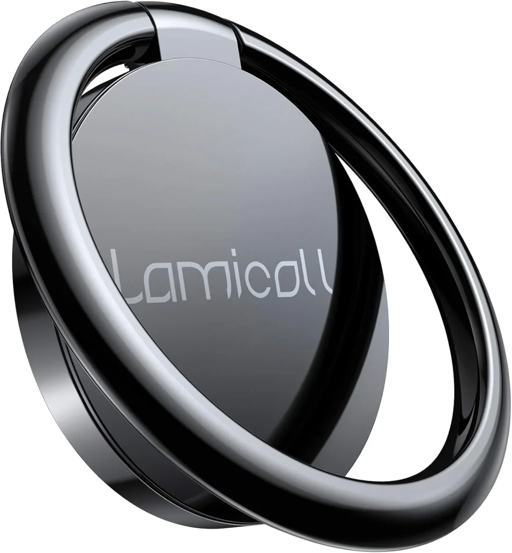 Lamicall Cell Phone Ring Holder Stand - Phone Finger Gip Kickstand, 360 Rotation Polished Metal Grip for Magnetic Car Mount, Fit for iPhone 17/16/15/14 Pro Max Air, Android Smartphone Accessories