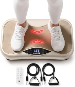 REVO Wave Board with Red Light Therapy | Vibration Plate for Lymphatic Drainage with Bluetooth Speakers, Resistance Bands, Remote | Exercise Machine for Full Body Workout Platform | 330 Lbs Capacity