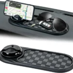 Universal Anti-Slip Car Dashboard Mat with 360 Rotating Phone Holder  Multi-Functional Organizer Pad for Phones, Sunglasses, Keys, and Daily Essentials (Gray Black)