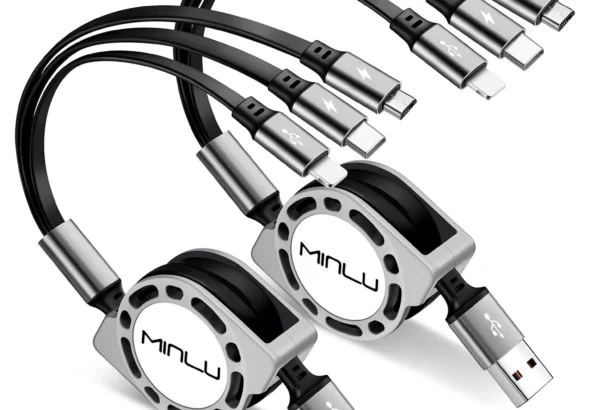 Multi Charging Cable 3A, [2Pack 4ft] Retractable Multi Charging Cord 3 in 1 Fast Charger Cord, USB C Charger Adapter with Lightning/Type C/Micro USB Ports for Cell Phones/iPhone/Samsung/PS/Tablets