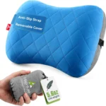 Hikenture Camping Pillow with Removable Cover - Ultralight Inflatable Pillow for Neck Lumber Support - Upgrade Backpacking Pillow - Washable Travel Air Pillows for Camping, Hiking, Backpacking